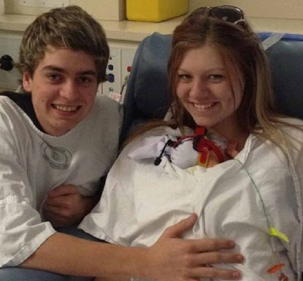 Proud parents Jamie Le-Brocq and Ashleigh Jobson with baby Ella.